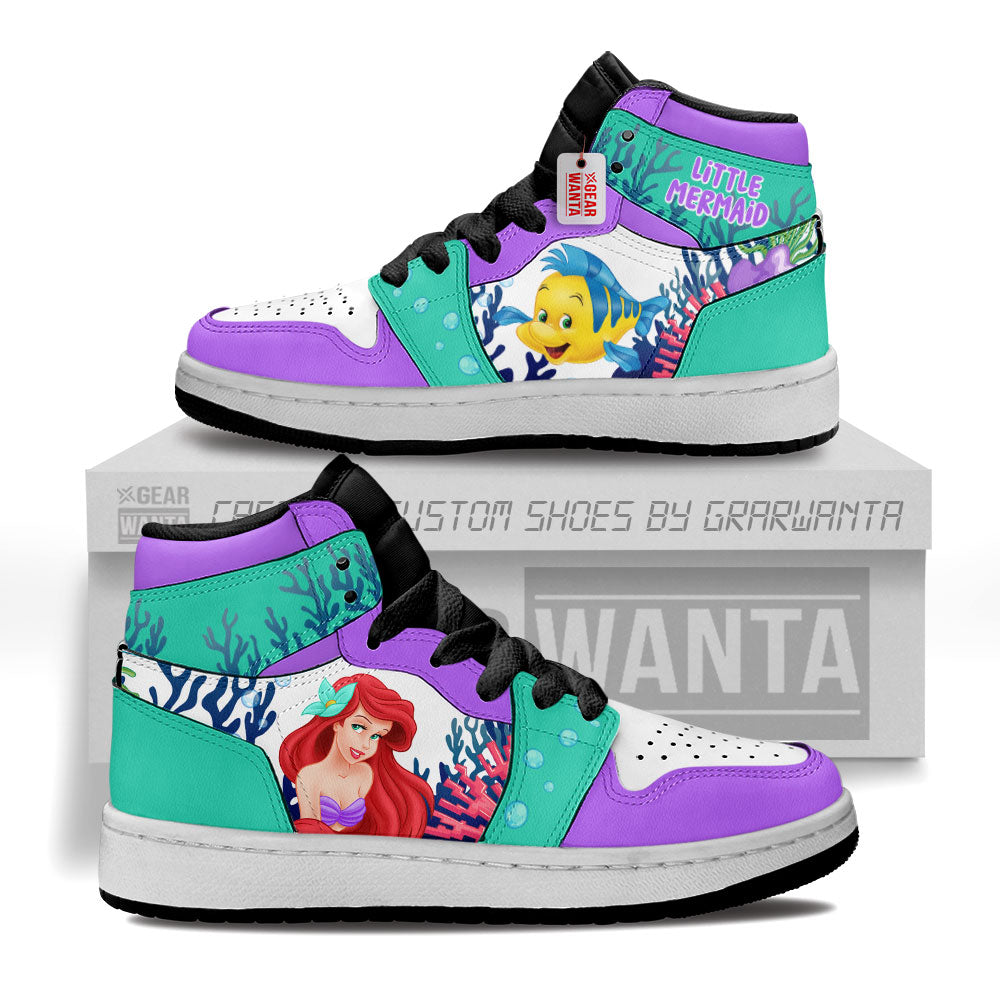 Ariel Flounder Sebastian Personalized Kid J1s Sneakers Collection Grabiiva