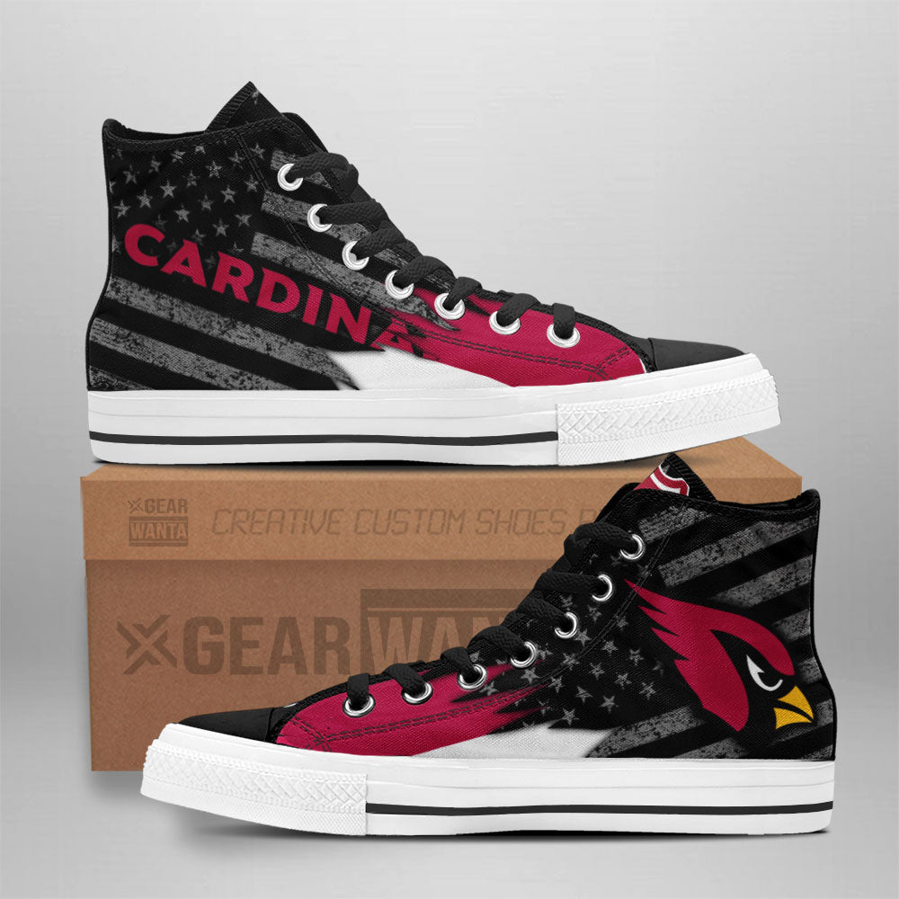 Arizona Cardinals High Top Shoes Custom American Flag Sneakers Grabiiva