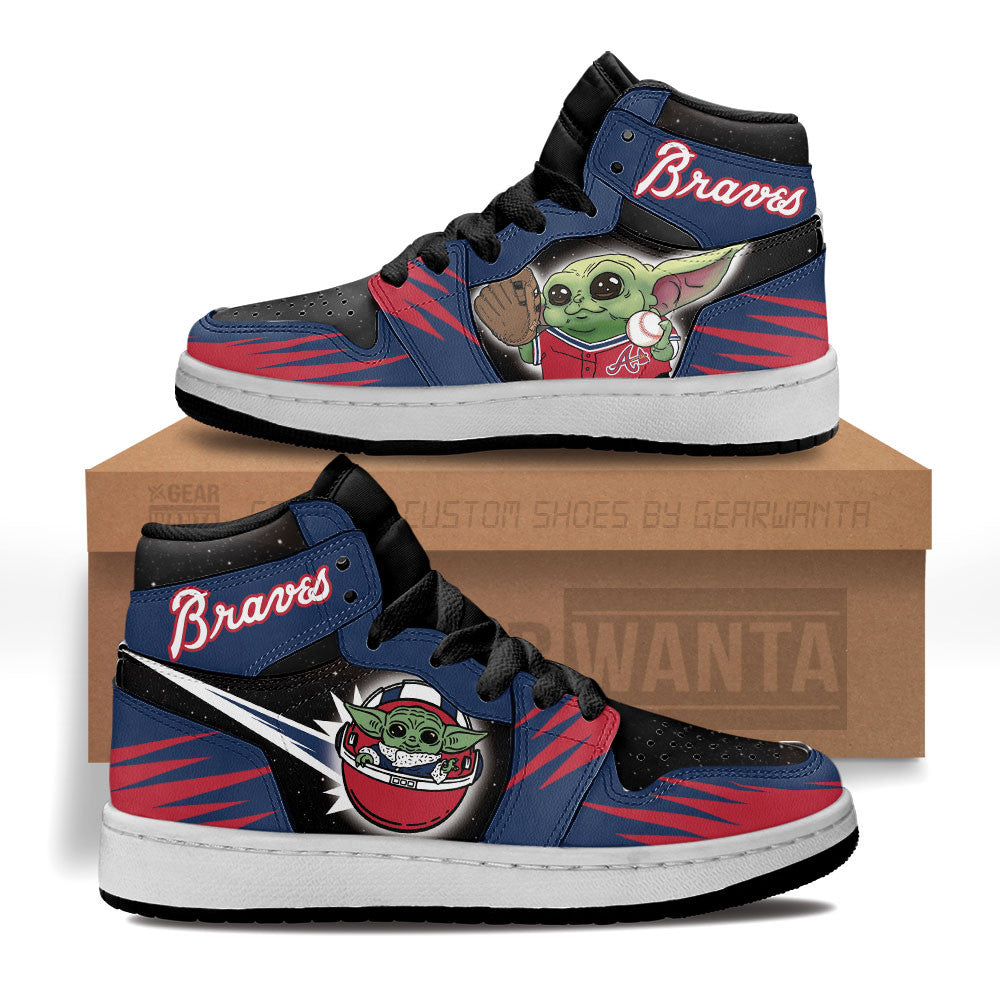Atlanta Braves Kid J1s Sneakers Custom For Kids Grabiiva