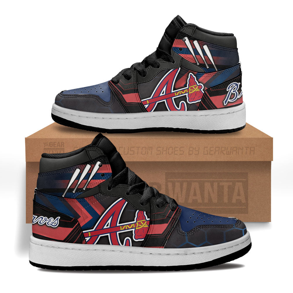 Atlanta Braves Kid J1s Sneakers Custom Grabiiva