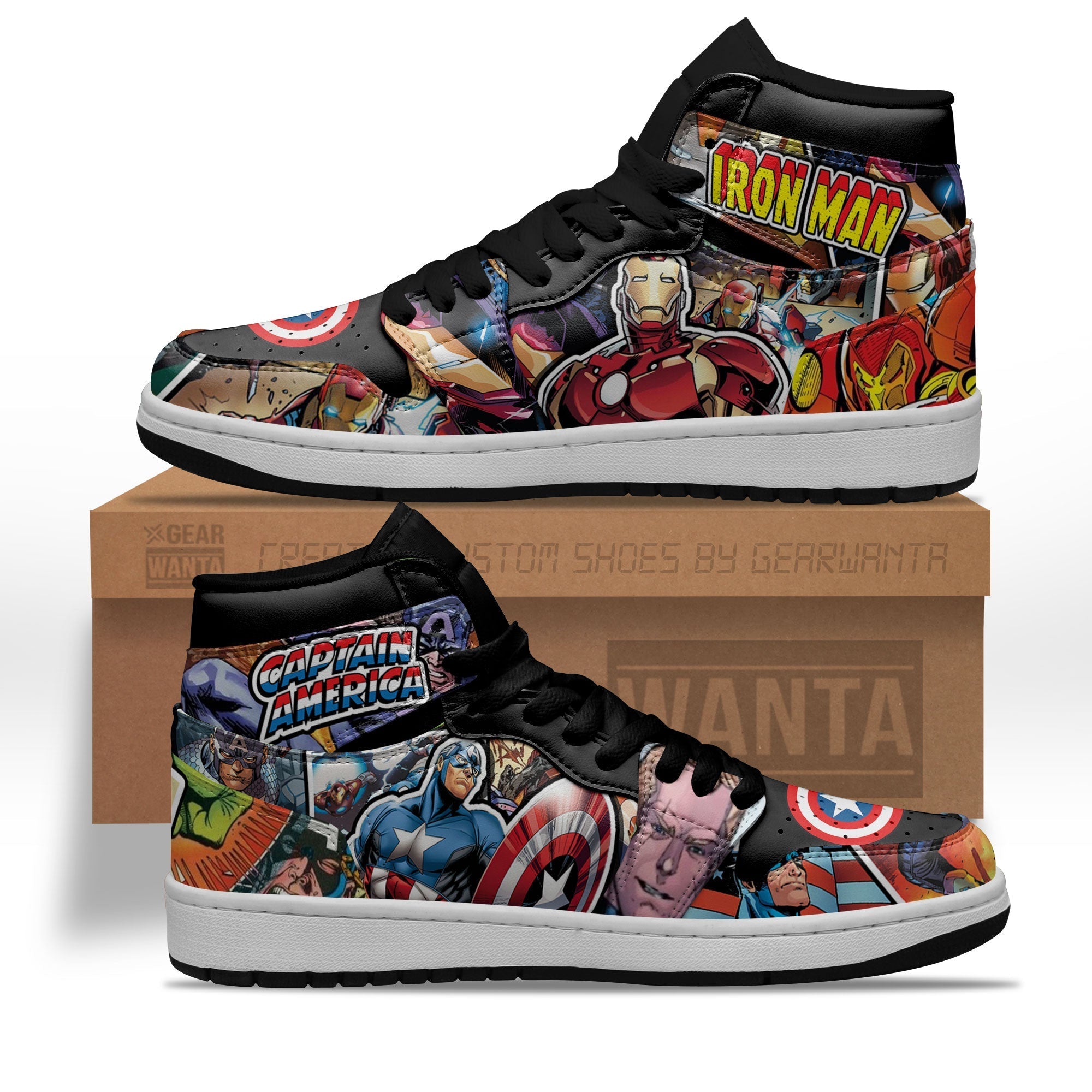 Avenger Ironman x Captain America J1s Sneakers  Grabiiva