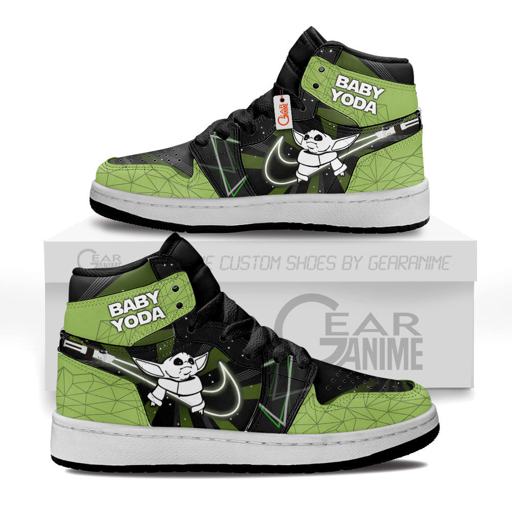 Baby Yoda Kids J1s Sneakers Custom Kid J1s Sneakers Grabiiva