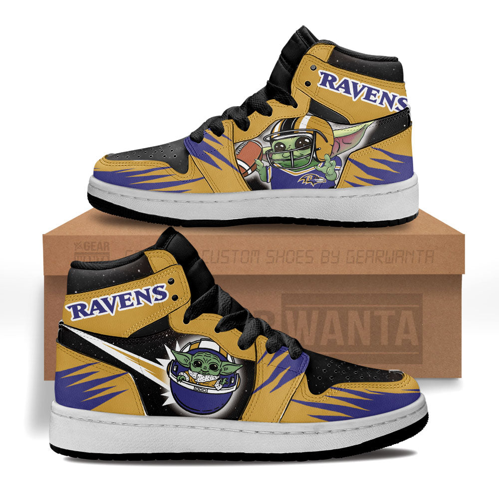 Baltimore Ravens Kid J1s Sneakers Custom For Kids Grabiiva