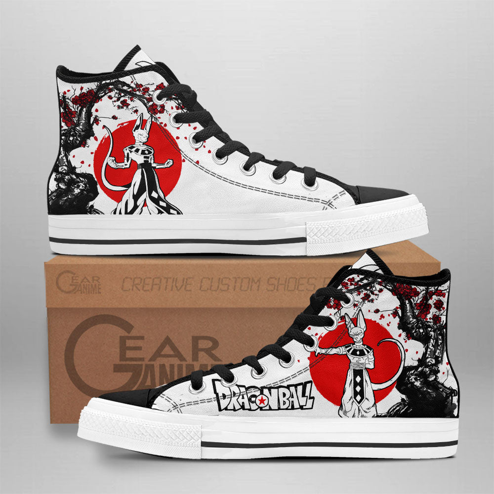Beerus High Top Shoes Custom Dragon Ball Anime Sneakers Japan Style Grabiiva