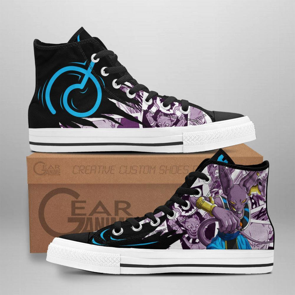 Beerus High Top Shoes Custom Manga Anime Dragon Ball Sneakers Grabiiva