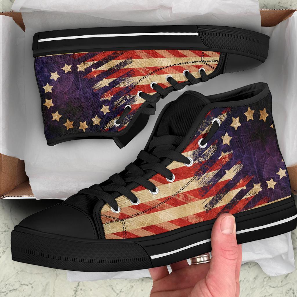 Betsy Ross Flag High Top Shoes Gift Idea Grabiiva
