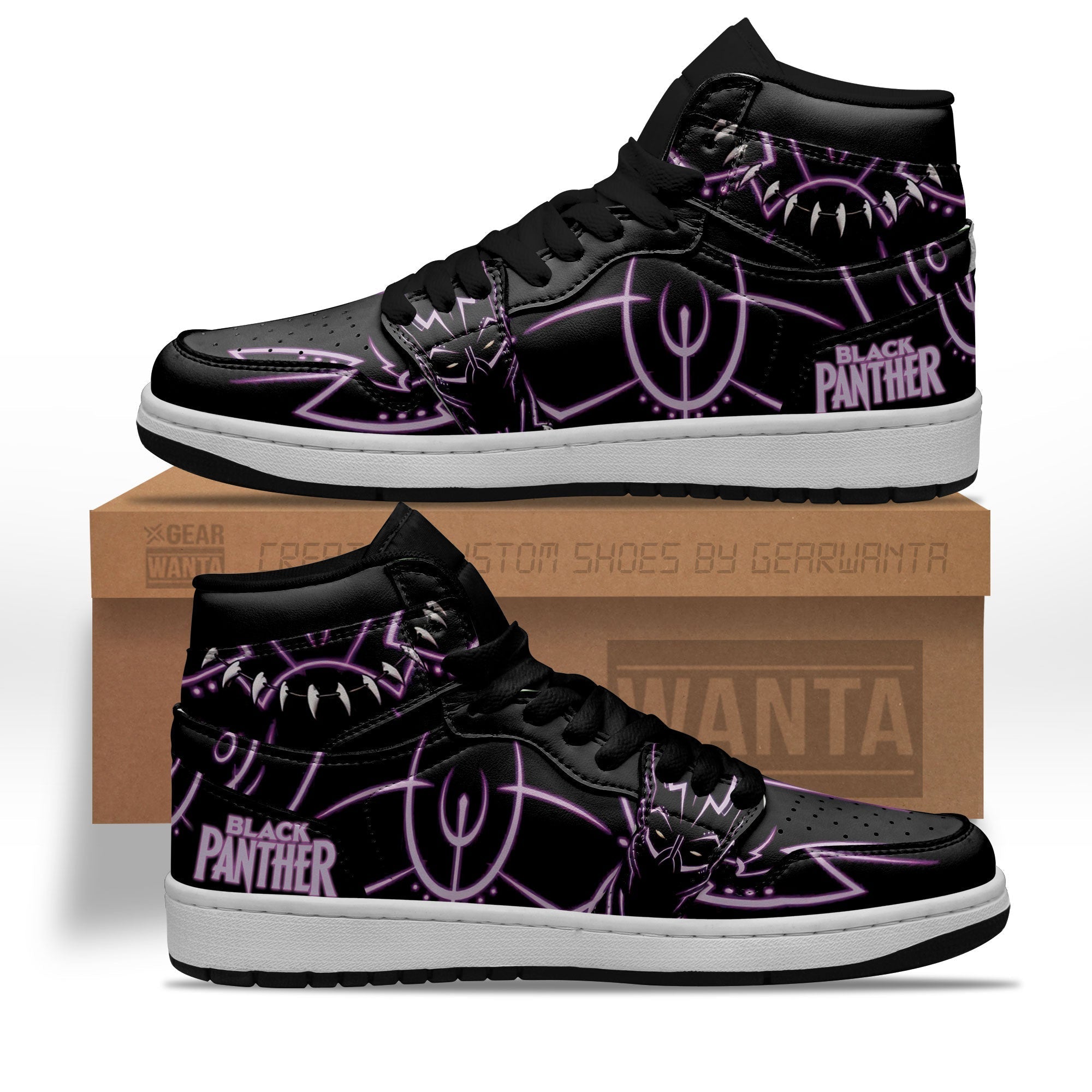 Black Panther J1 Sneakers Custom Super Heroes Shoes  Grabiiva