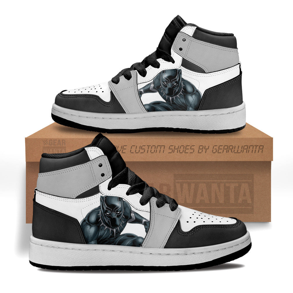 Black Panther Superhero Kid J1s Sneakers Custom Grabiiva