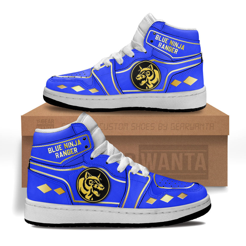 Blue Ninja Ranger Mighty Morphin Kid J1s Sneakers Custom For Kids Grabiiva