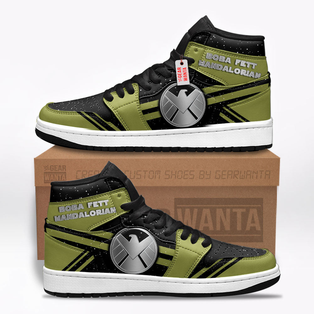 Boba Fett Mandalorian Star Wars Symbol J1s Sneakers Custom TT20  Grabiiva