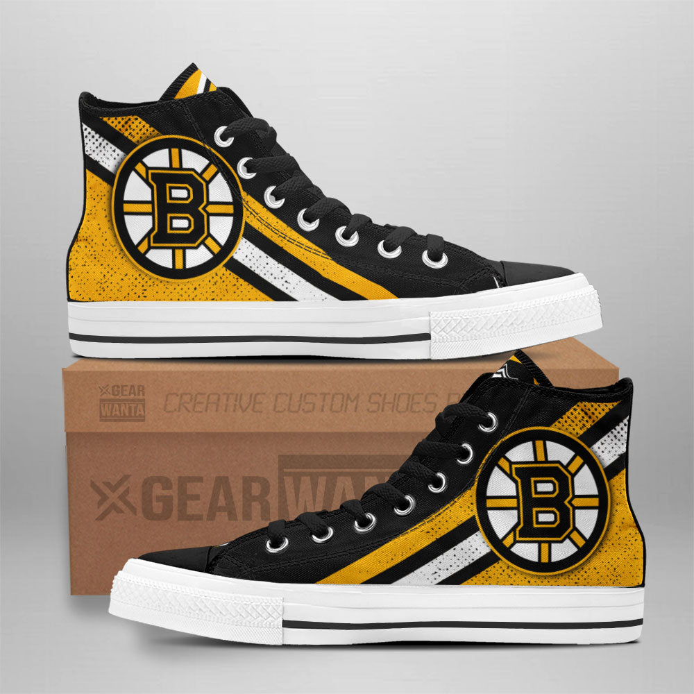 Boston Bruins High Top Shoes Custom Sneakers Grabiiva