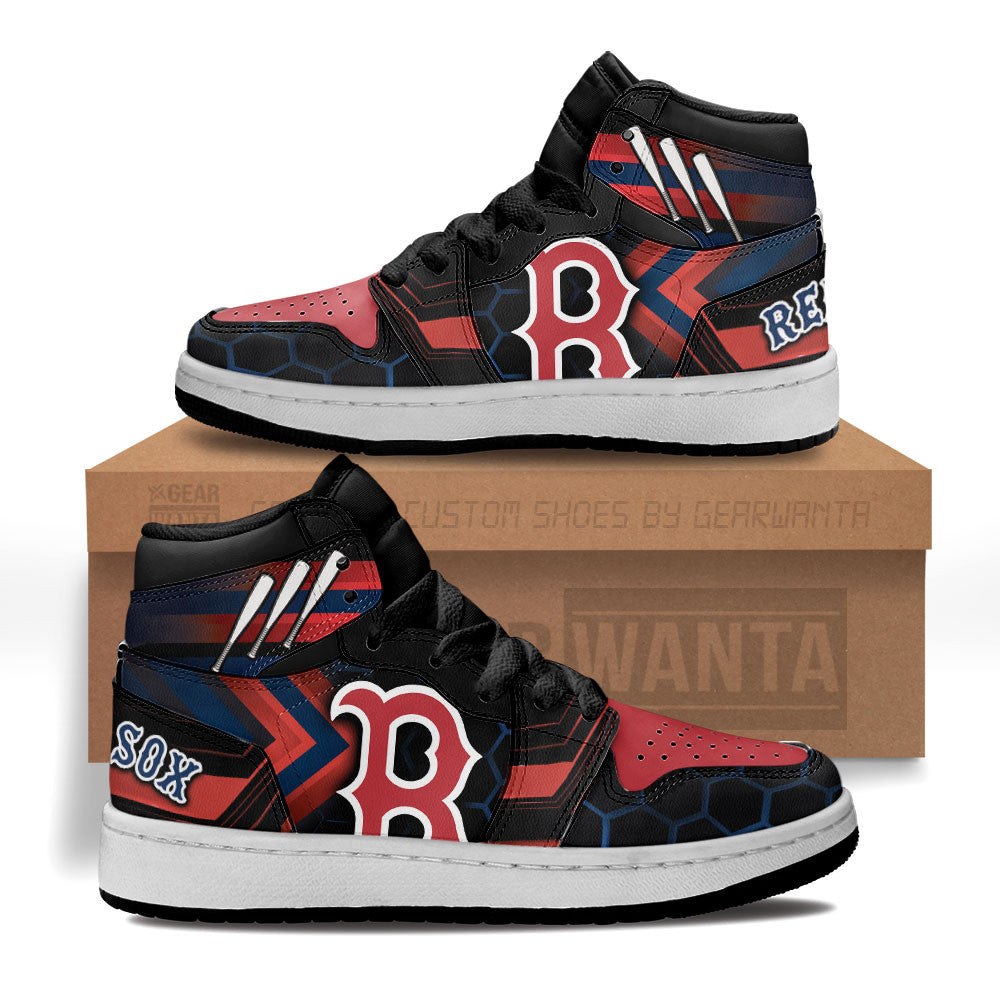 Boston Red Sox Kid J1s Sneakers Custom Grabiiva