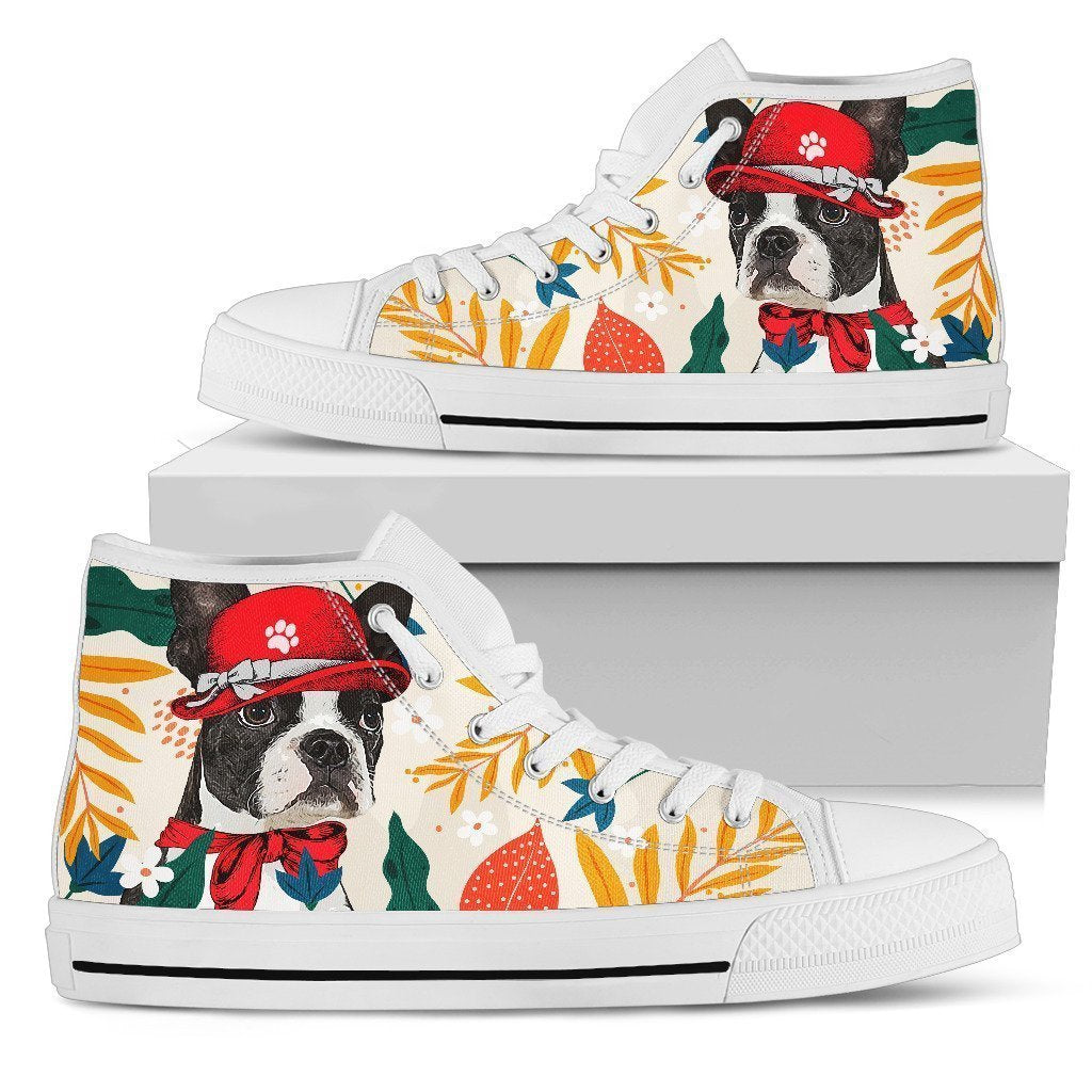 Boston Terrier Dog Sneakers Women High Top Shoes Funny Grabiiva