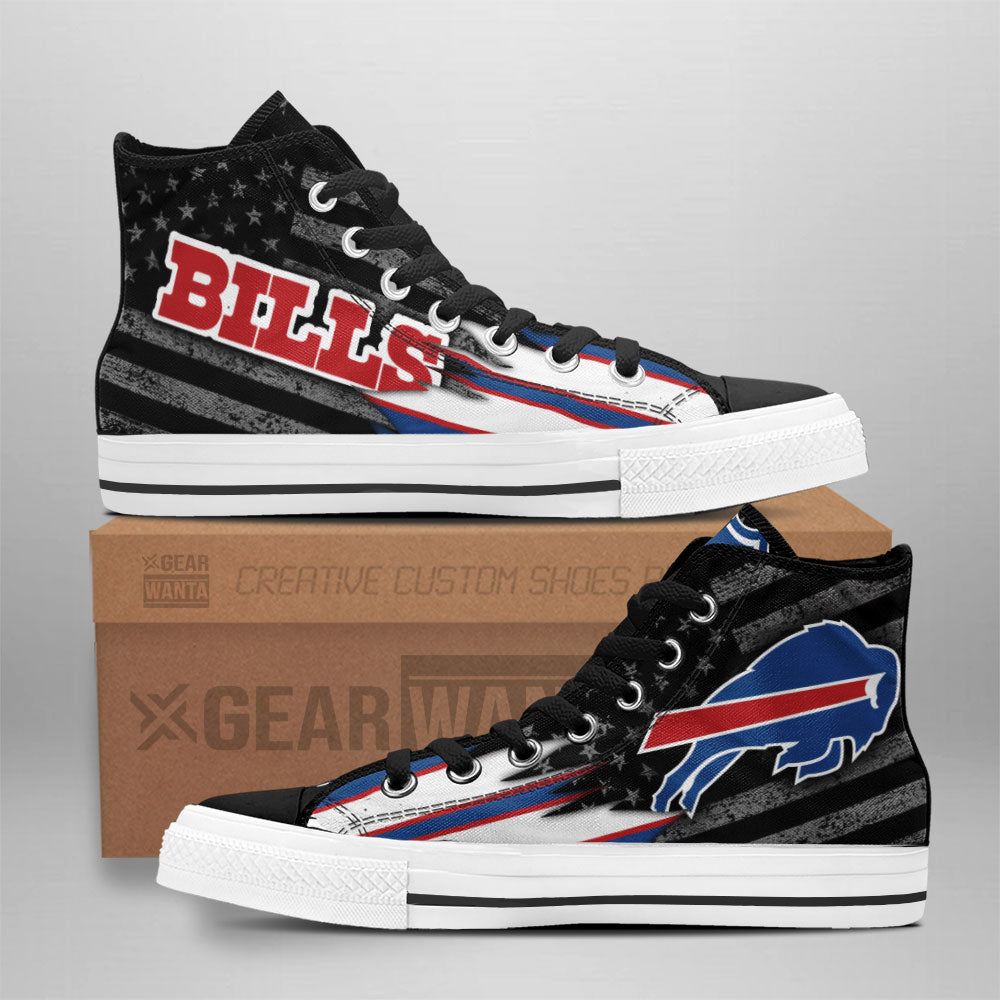 Buffalo Bills High Top Shoes Custom American Flag Sneakers Grabiiva