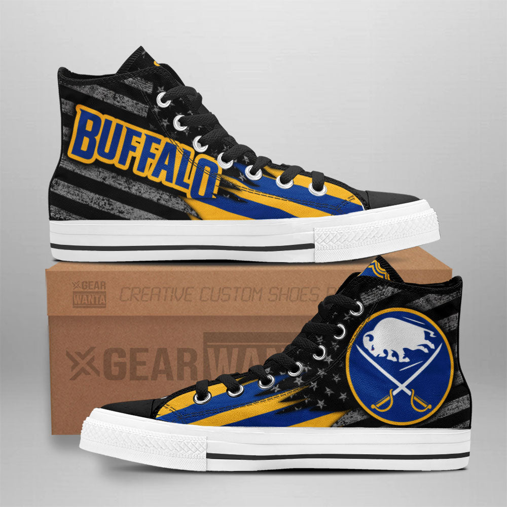 Buffalo Sabres High Top Shoes Custom American Flag Sneakers Grabiiva