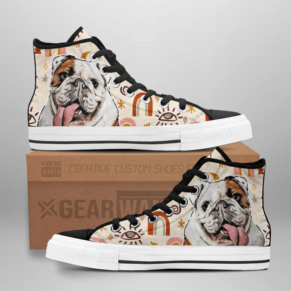 Bulldog High Top Shoes Custom Boho Grabiiva