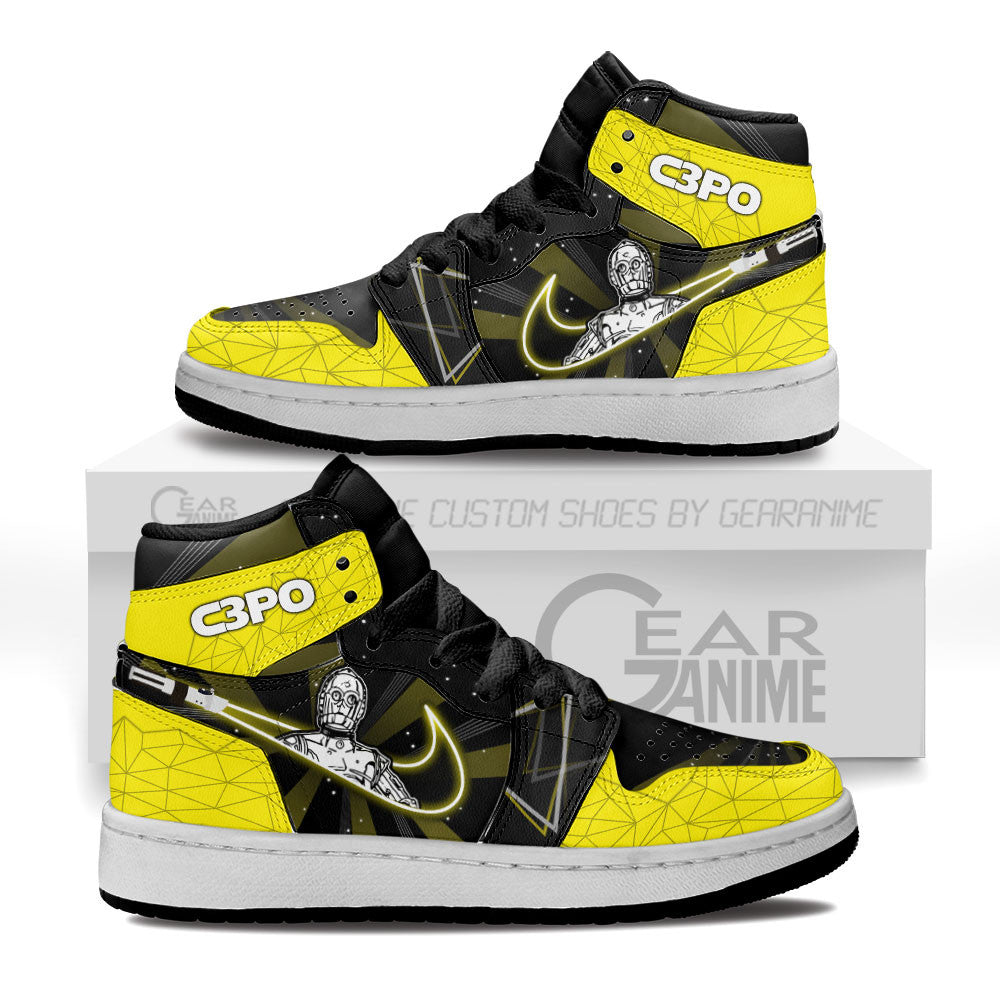 C-3PO Kids J1s Sneakers Custom Kid J1s Sneakers Grabiiva