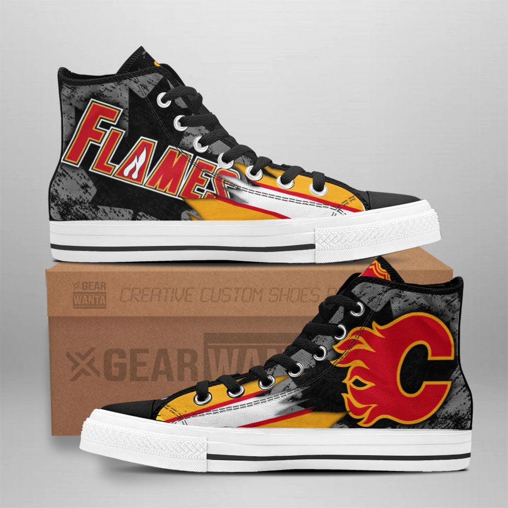 Calgary Flames High Top Shoes Custom Canadian Maple Leaf Sneakers Grabiiva