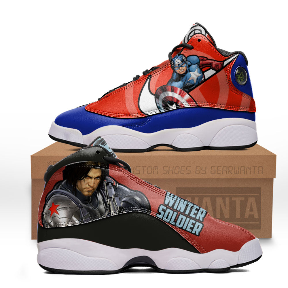 Captain vs Winter Soldier J13s Sneakers Super Heroes Custom Shoes Grabiiva