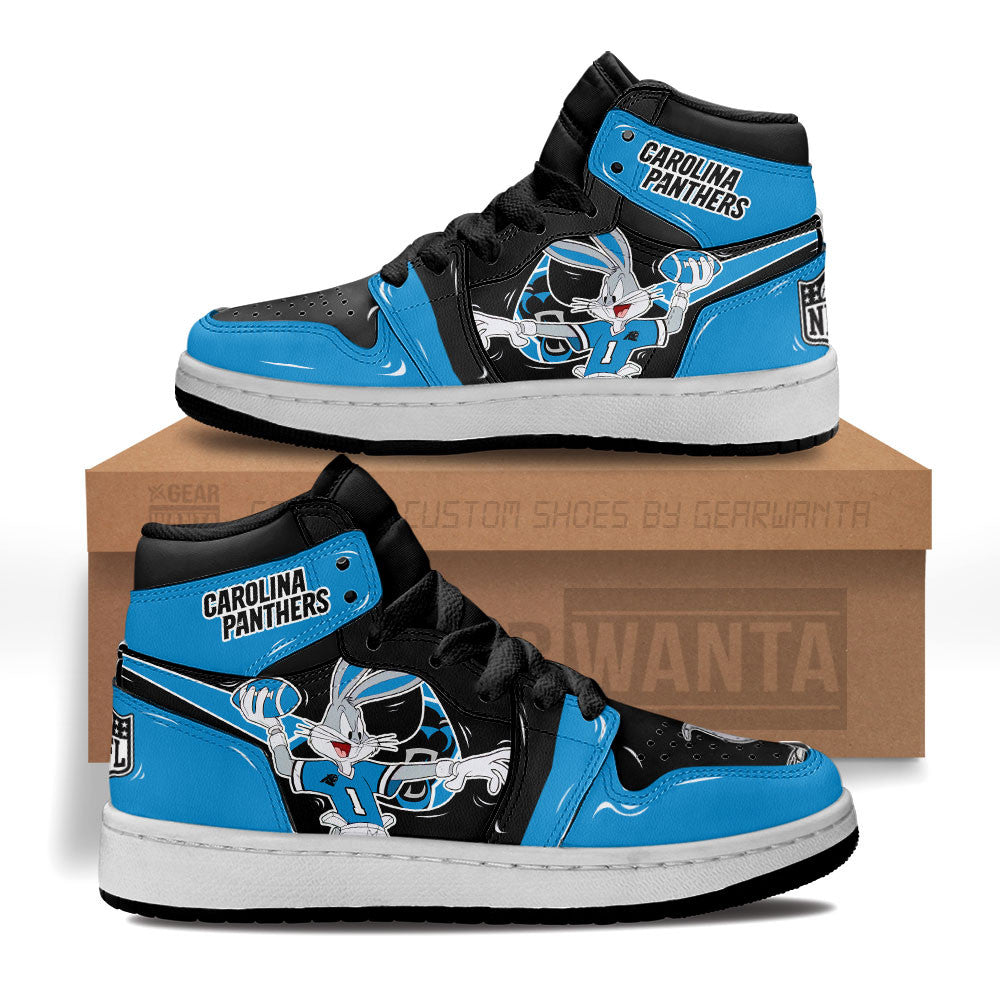Carolina Panthers Kid J1s Sneakers Custom Grabiiva