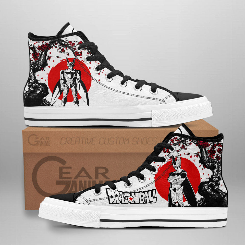 Cell High Top Shoes Custom Dragon Ball Anime Sneakers Japan Style Grabiiva