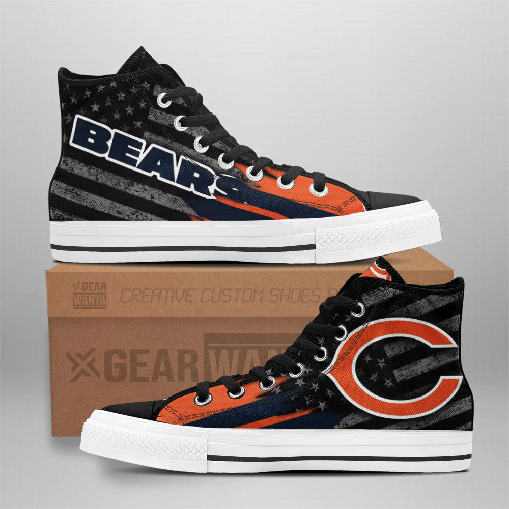 Chicago Bears High Top Shoes Custom American Flag Sneakers Grabiiva
