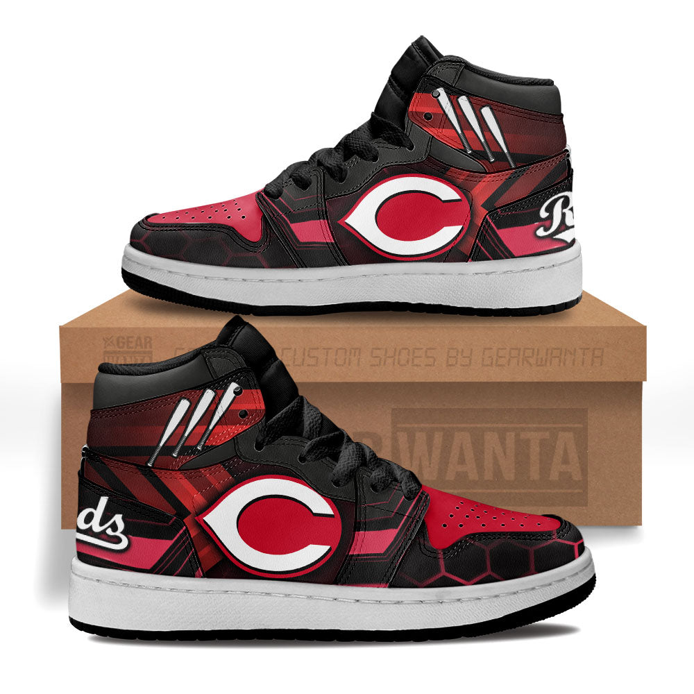 Cincinnati Reds Kid J1s Sneakers Custom Grabiiva
