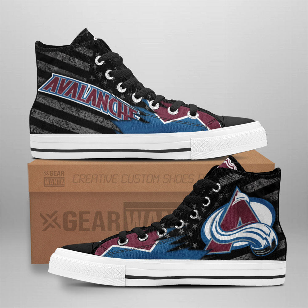 Colorado Avalanche High Top Shoes Custom American Flag Sneakers Grabiiva