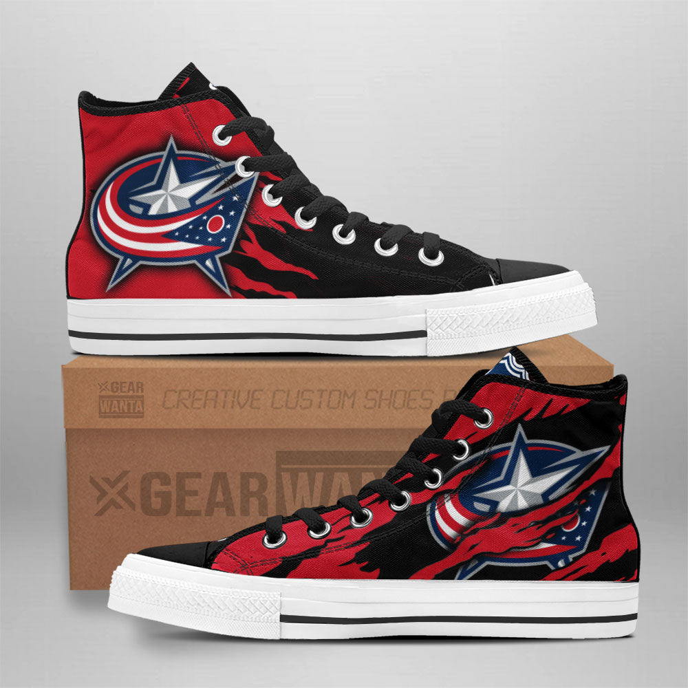 Columbus Blue Jackets High Top Shoes Custom For Fans Grabiiva