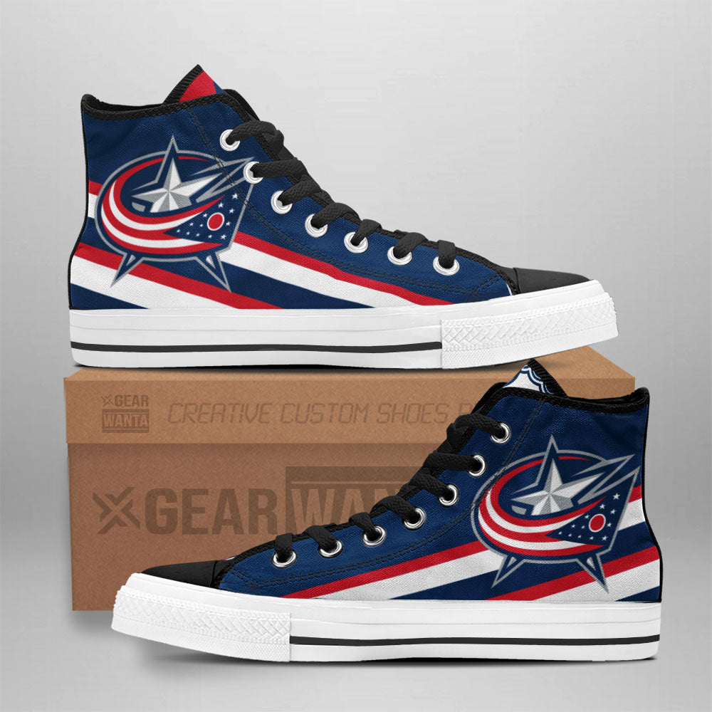 Columbus Blue Jackets High Top Shoes Custom Sneakers Grabiiva
