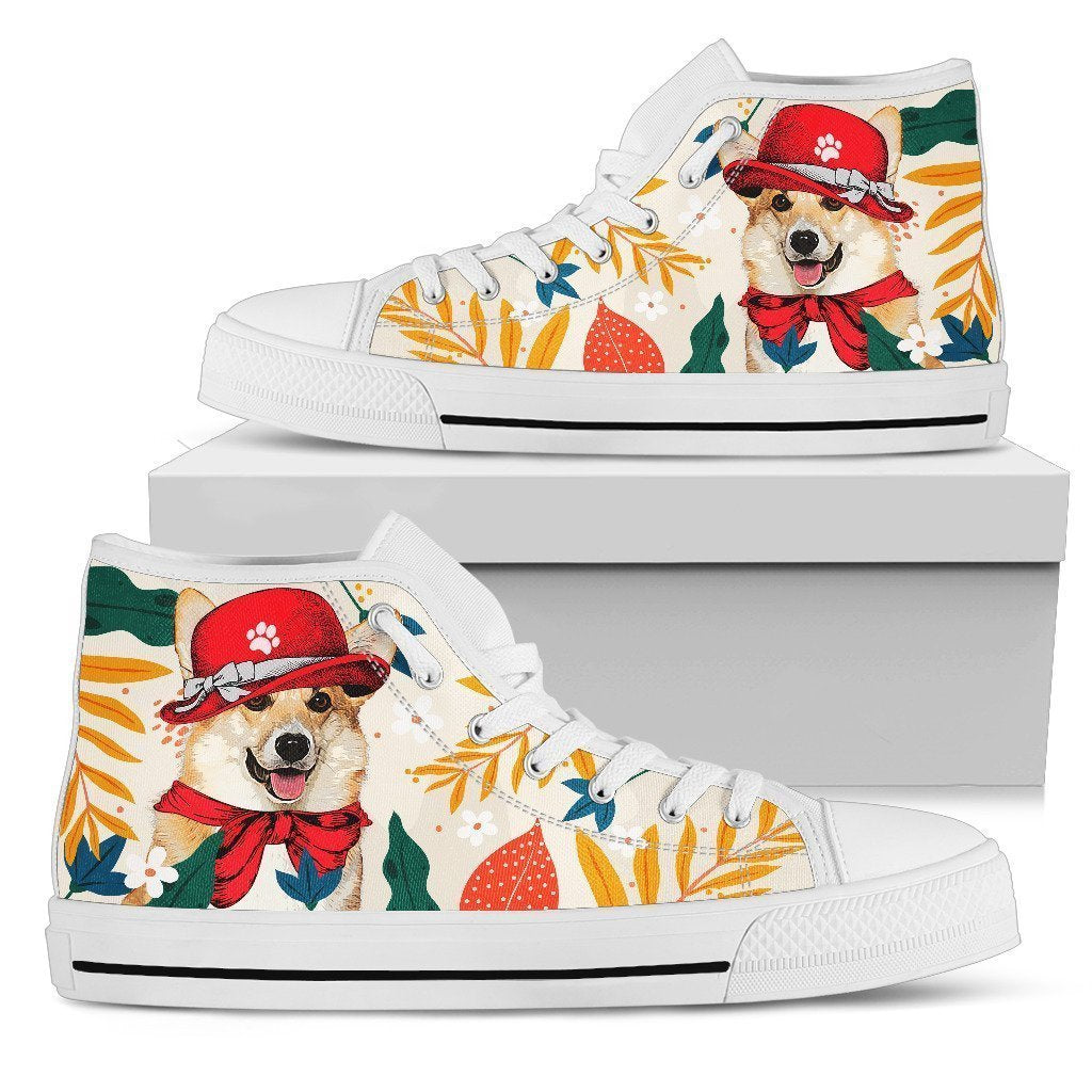 Corgi Dog Sneakers Women High Top Shoes Funny Grabiiva