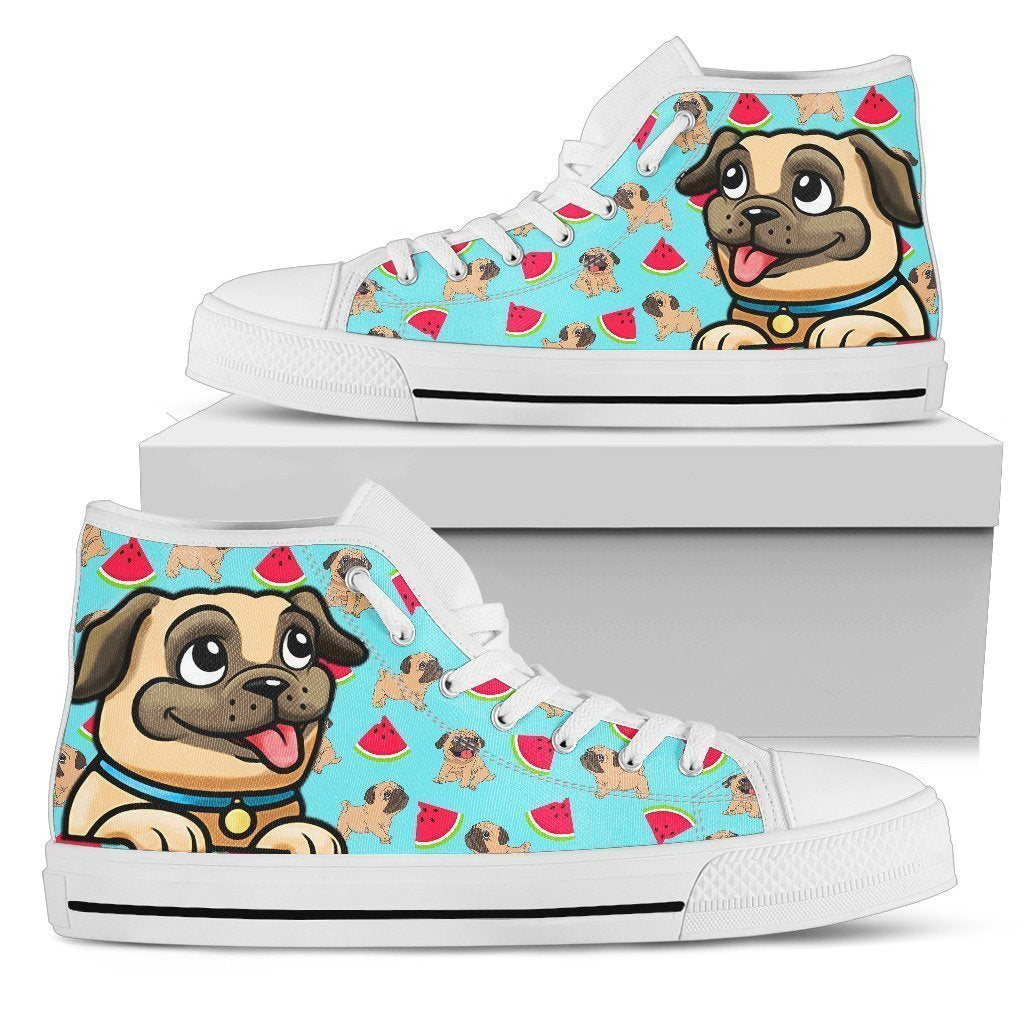 Cute Pug Shoes High Top For Women Love Pug Grabiiva