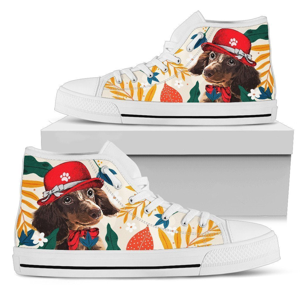Dachshund Dog Sneakers Women High Top Shoes Funny Grabiiva