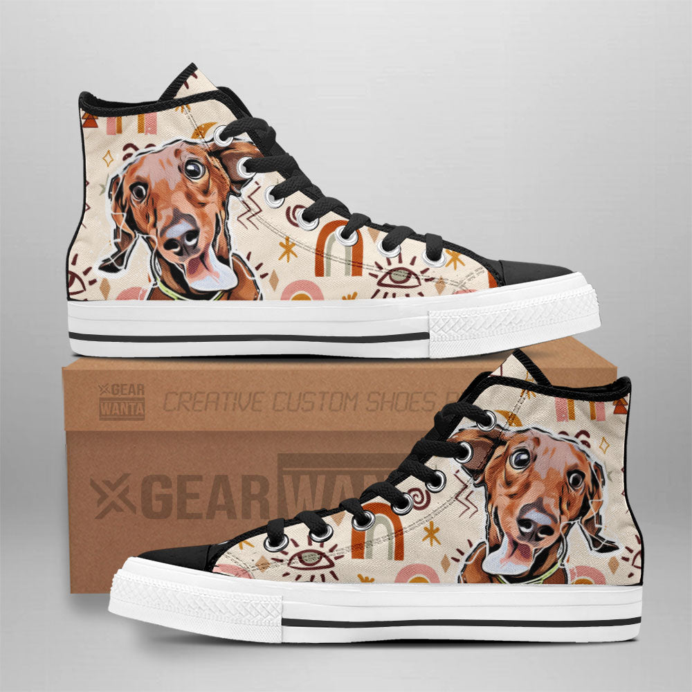 Dachshund High Top Shoes Custom Boho Grabiiva