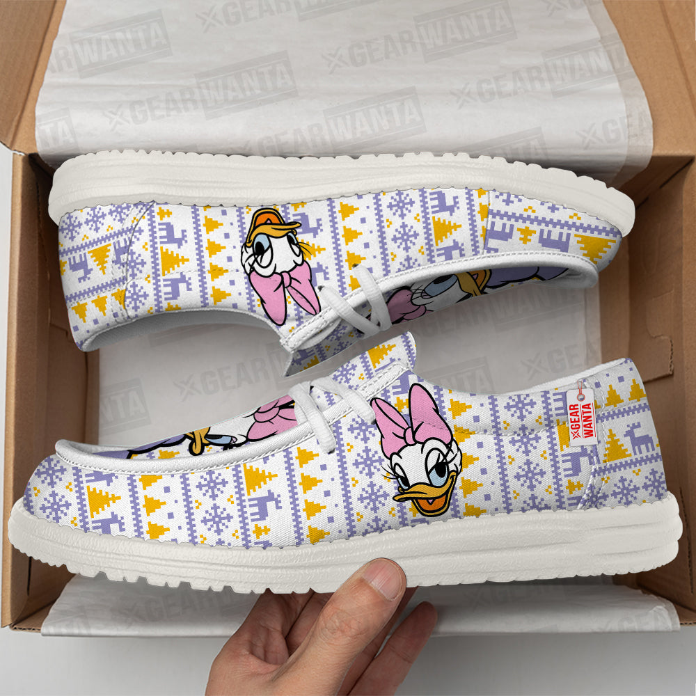 Daisy Duck Christmas Ugly Canvas Loafer Shoes Grabiiva