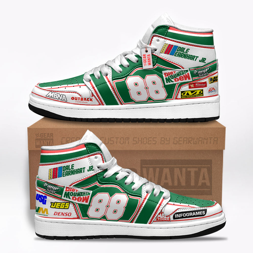 Dale Earnhardt Jr. J1s Sneakers Retro Dew #88 Cars Race  Grabiiva