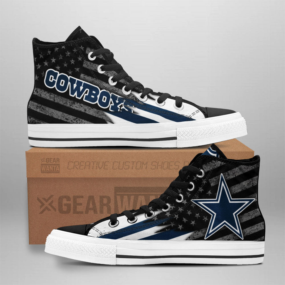 Dallas Cowboys High Top Shoes American Flag Grabiiva