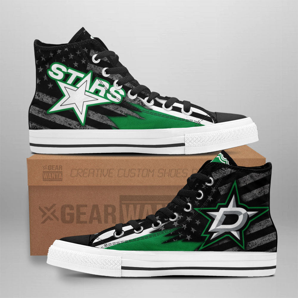 Dallas Stars High Top Shoes Custom American Flag Sneakers Grabiiva