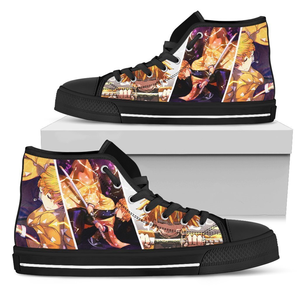 Demon Slayer Sneakers Zenitsu High Top Shoes Anime Fan MN19 Grabiiva