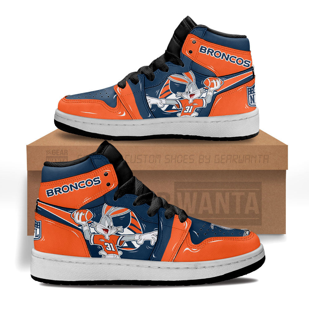 Denver Broncos Kid J1s Sneakers Custom Grabiiva