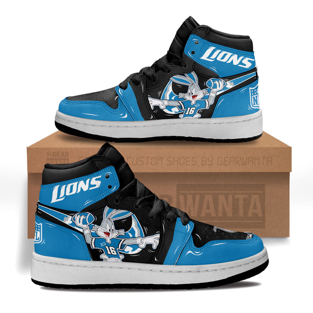 Detroit Lions Kid J1s Sneakers Custom Grabiiva