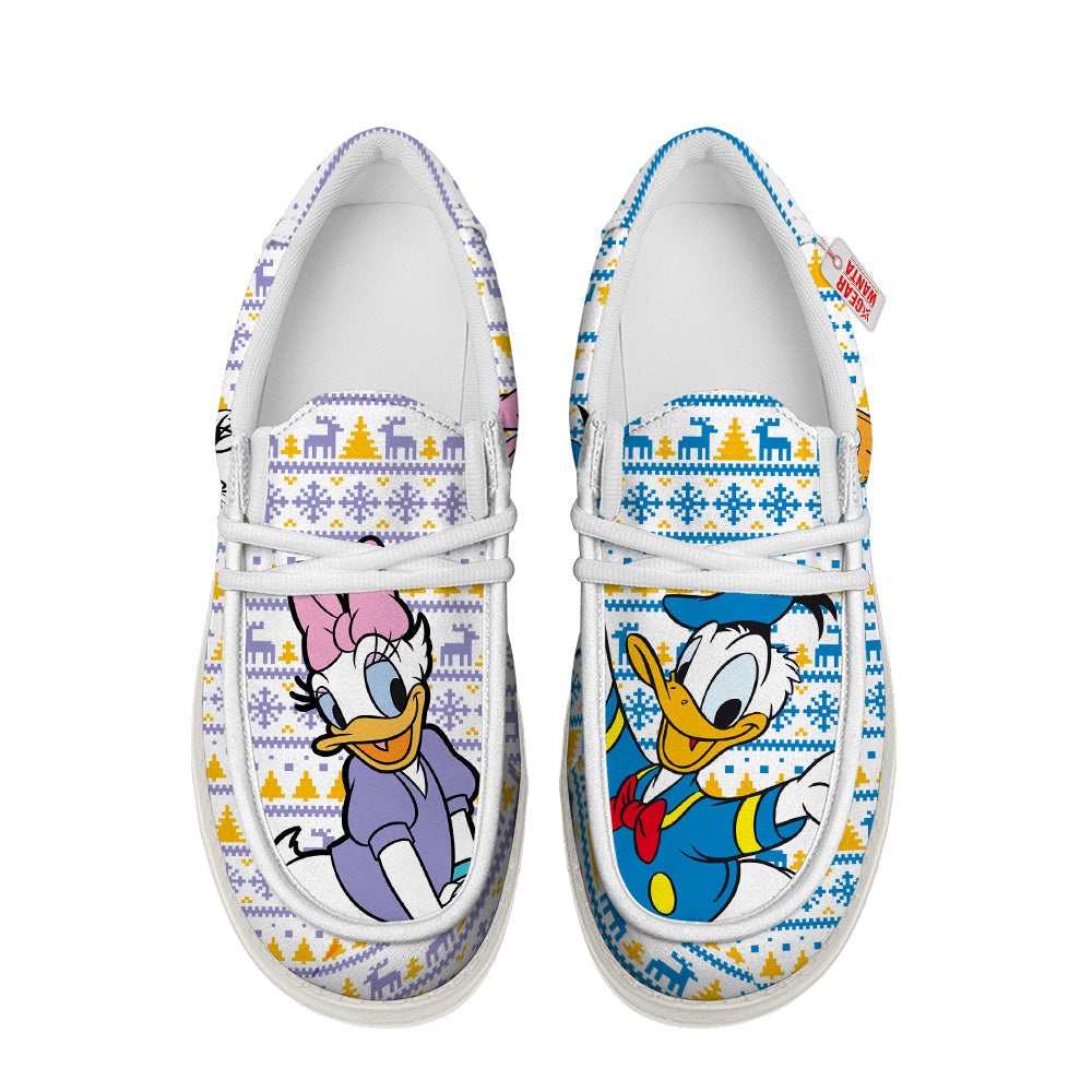 Donald and Daisy Canvas Loafer Shoes Ugly Xmas Style Grabiiva