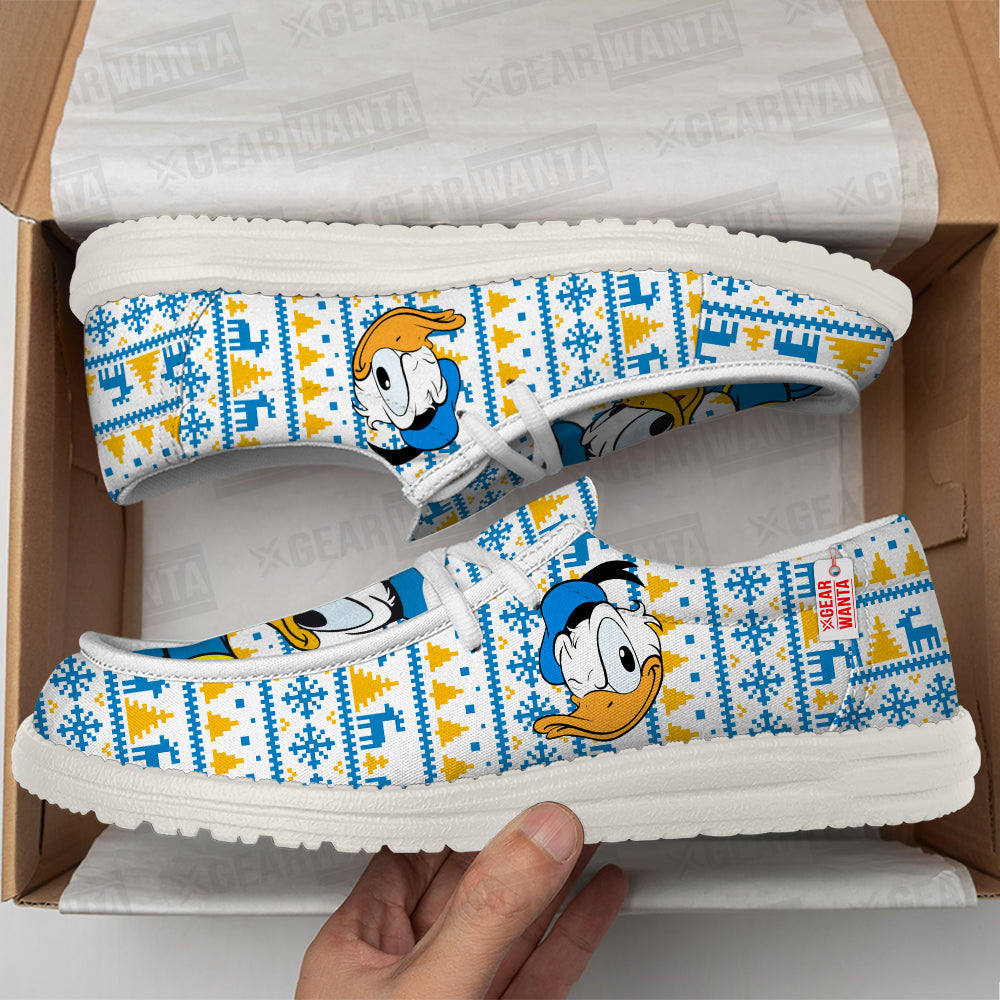 Donald Duck Christmas Ugly Canvas Loafer Shoes Grabiiva