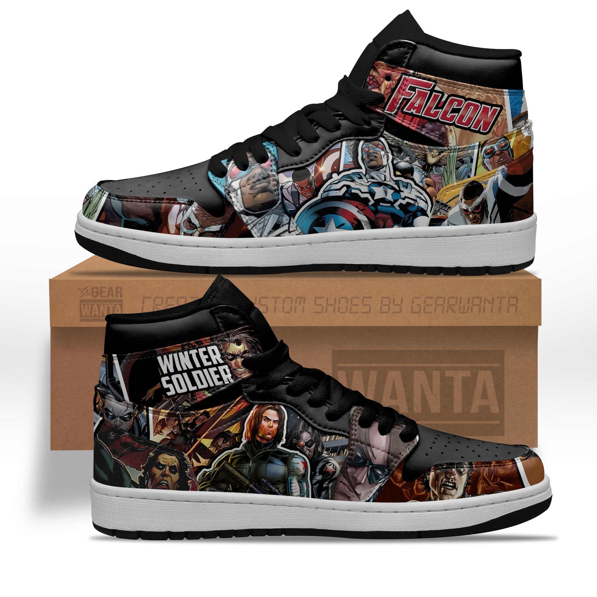 Falcon and Winter Soldier J1 Sneakers Comic Style  Grabiiva