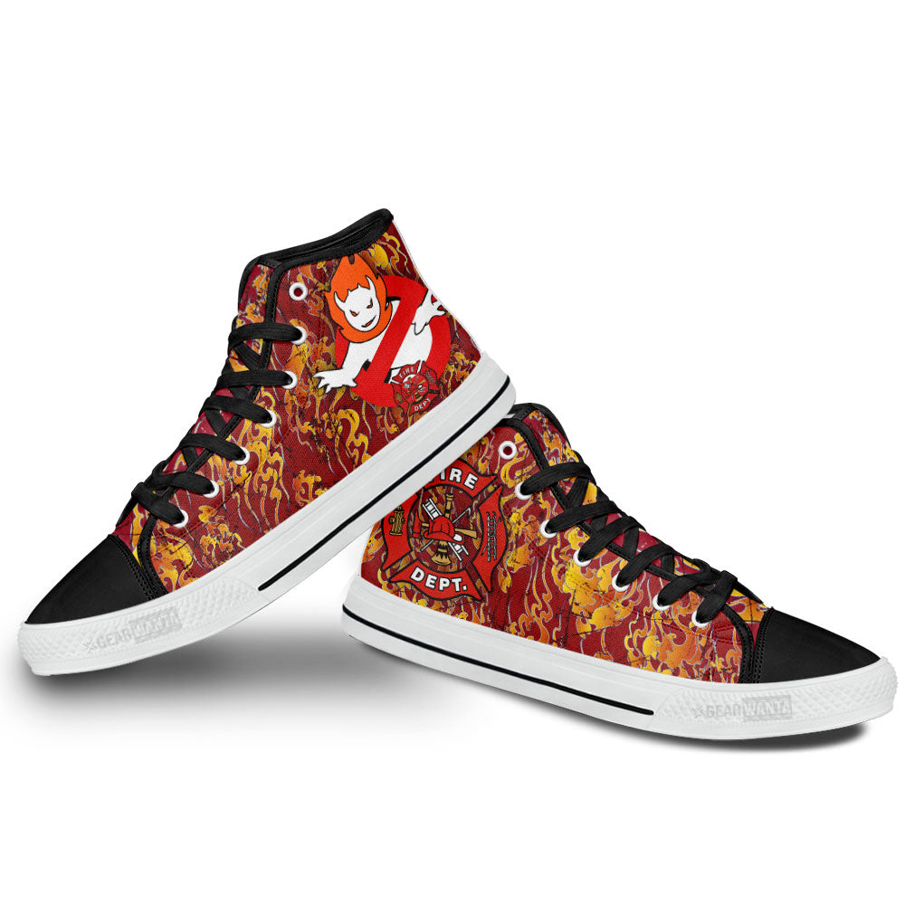 Firefighter Fire Buster High Top Shoes Custom Grabiiva