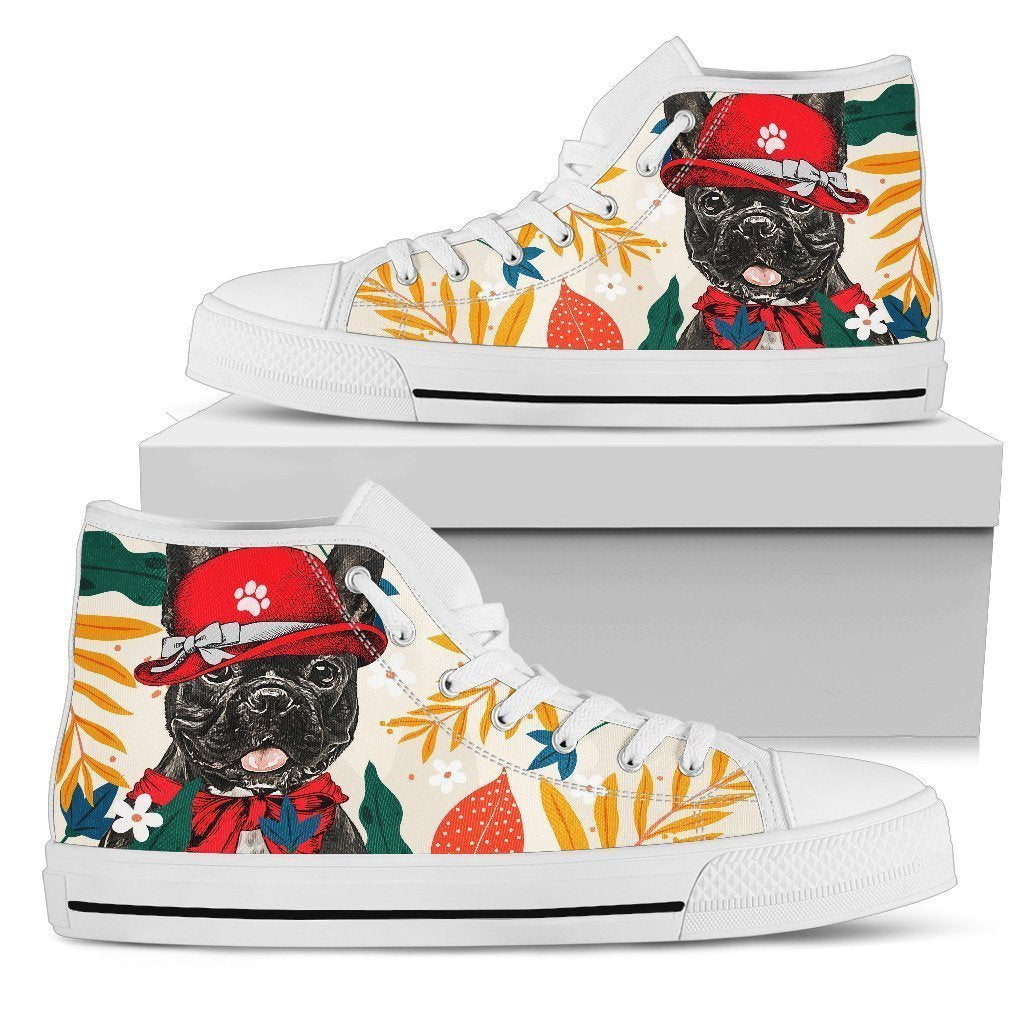 French Bulldog Dog Sneakers Women High Top Shoes Funny Grabiiva