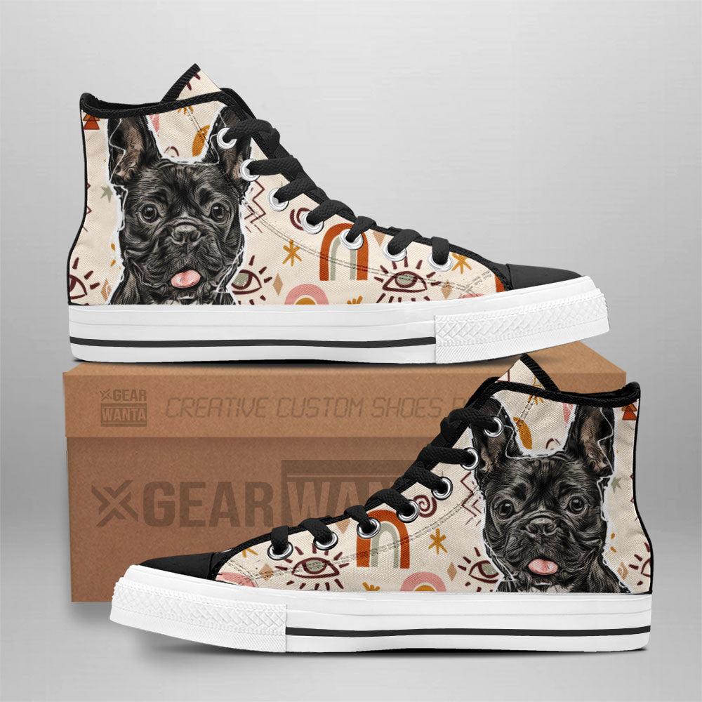 French Bulldog High Top Shoes Custom Boho Grabiiva