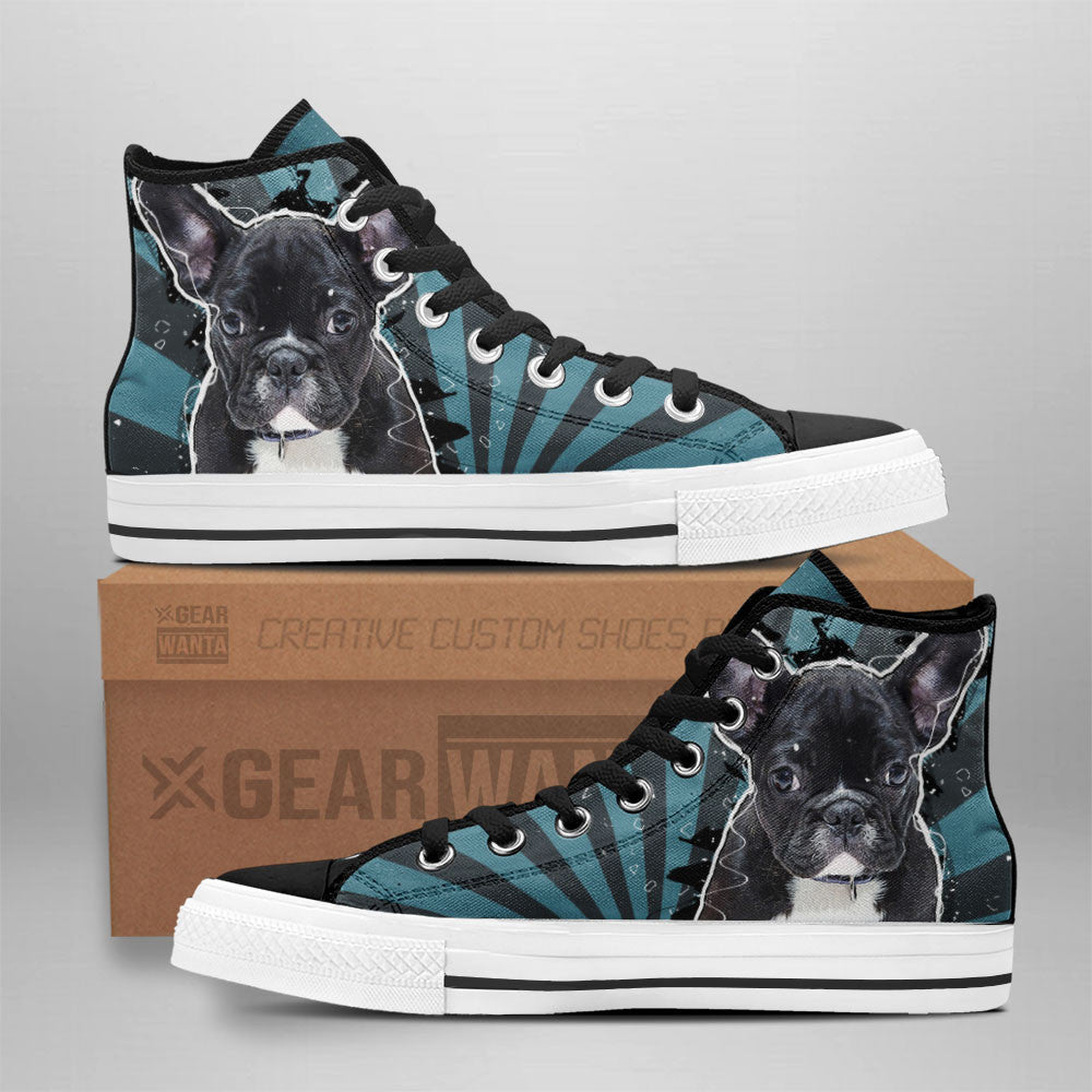 French Bulldog High Top Shoes Custom Grabiiva