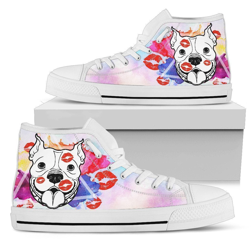 Funny Pit Bull Kisses Shoes High Top For Women Grabiiva