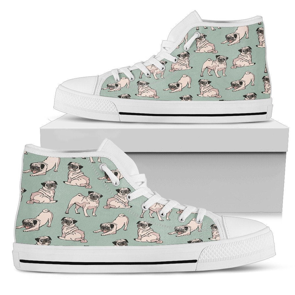 Funny Pug Styles Dog Sneakers High Top For Women Grabiiva